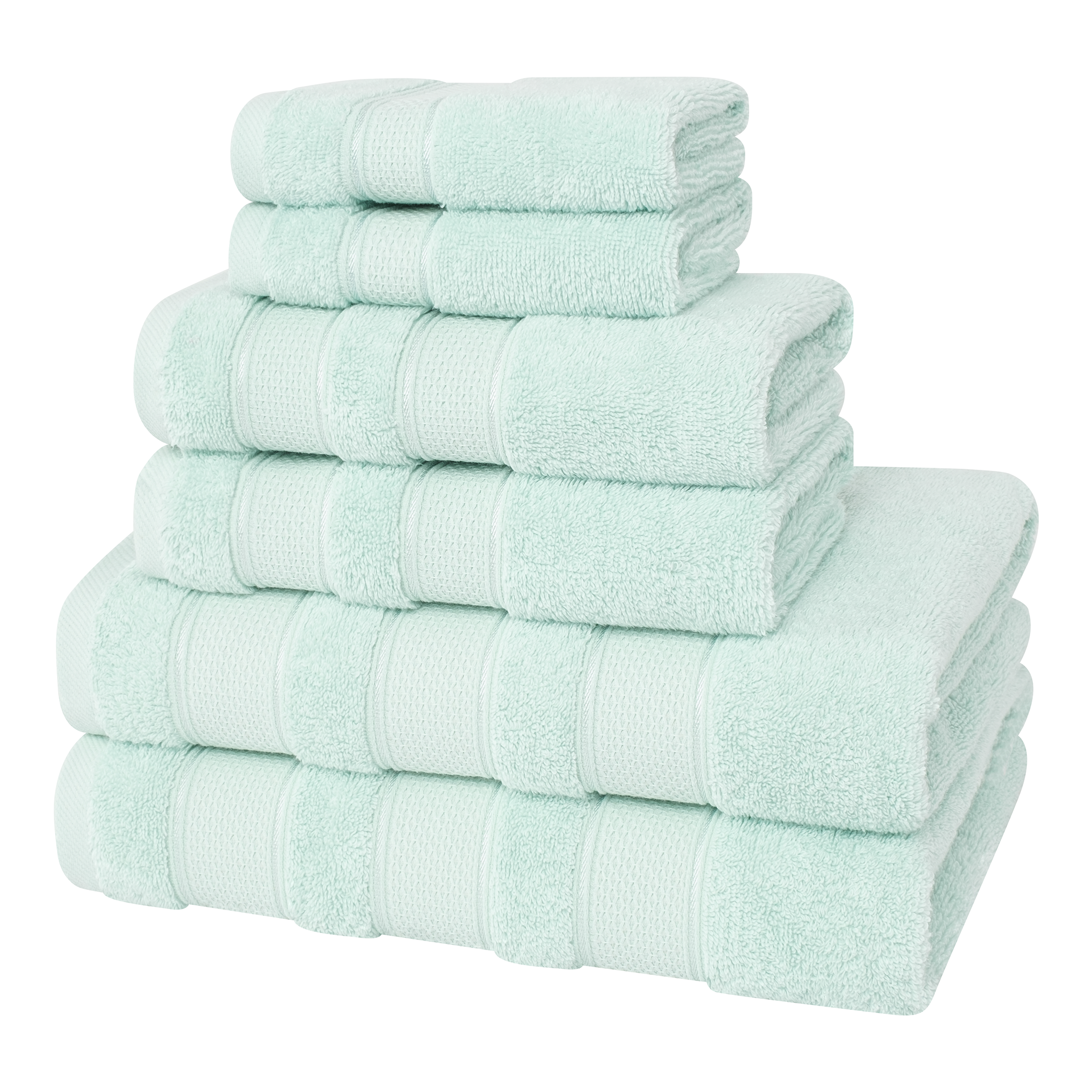 American-softlinen - Salem 6 Piece Turkish Combed Cotton Luxury Bath Towel Set - 10 Set Case Pack - Mint - 5