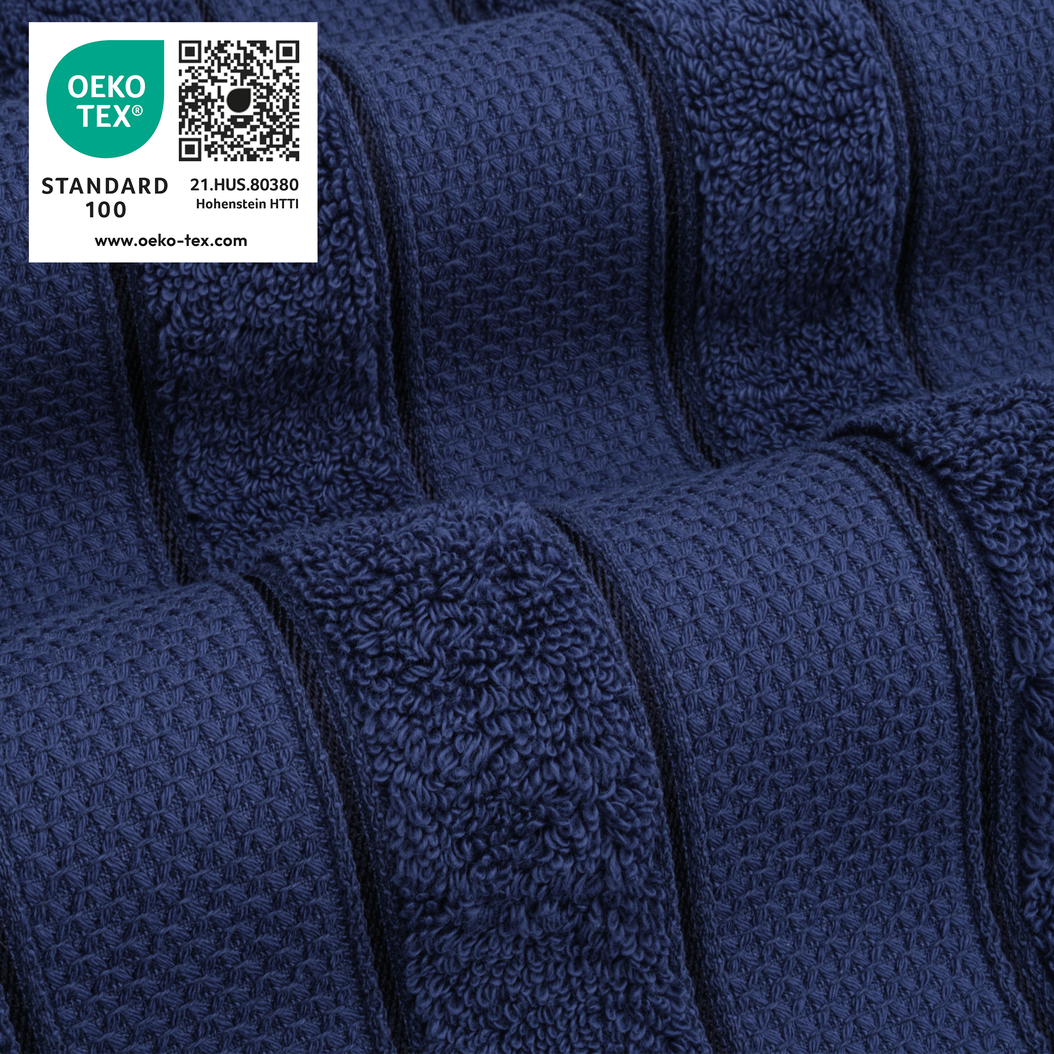 American-softlinen - Salem 6 Piece Turkish Combed Cotton Luxury Bath Towel Set - 10 Set Case Pack - Navy-Blue - 3