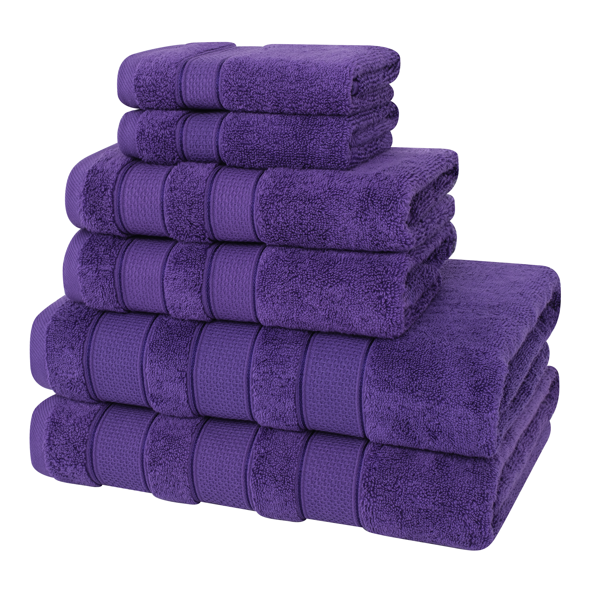 American-softlinen - Salem 6 Piece Turkish Combed Cotton Luxury Bath Towel Set - 10 Set Case Pack - Purple - 5
