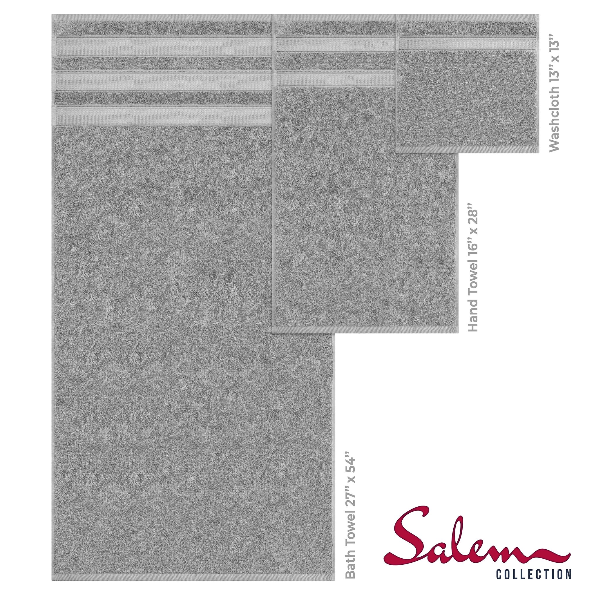 American-softlinen - Salem 6 Piece Turkish Combed Cotton Luxury Bath Towel Set - 10 Set Case Pack - Rockridge-Gray - 4