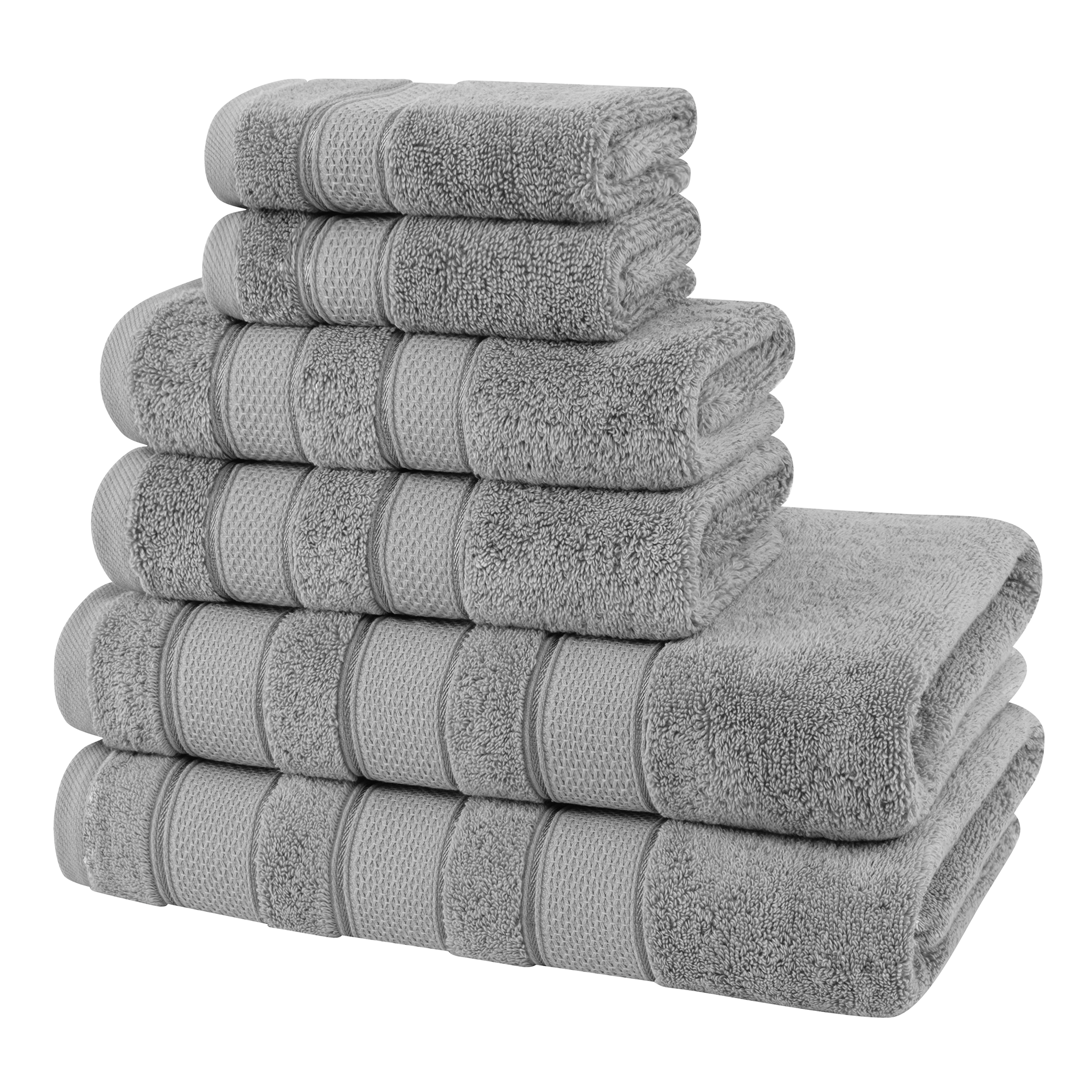 American-softlinen - Salem 6 Piece Turkish Combed Cotton Luxury Bath Towel Set - 10 Set Case Pack - Rockridge-Gray - 5