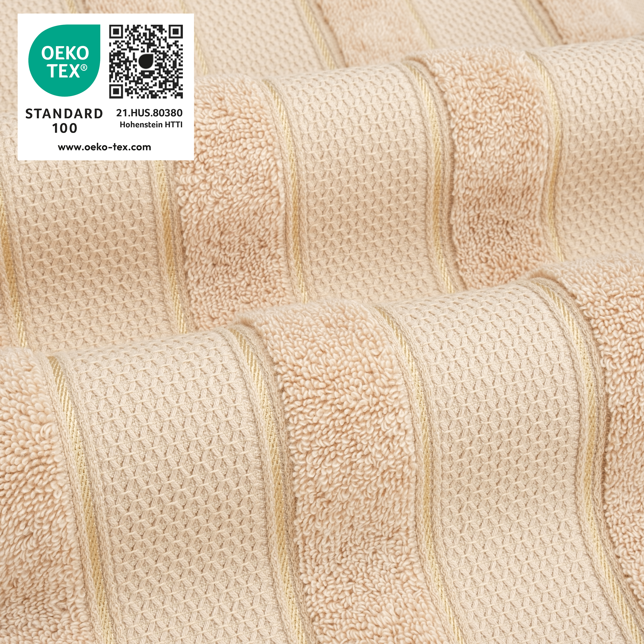 American-softlinen - Salem 6 Piece Turkish Combed Cotton Luxury Bath Towel Set - 10 Set Case Pack - Sand-Taupe - 3