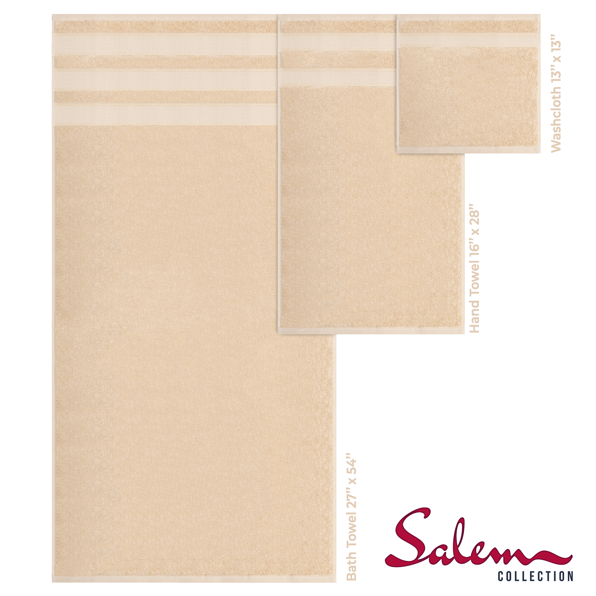 American-softlinen - Salem 6 Piece Turkish Combed Cotton Luxury Bath Towel Set - 10 Set Case Pack - Sand-Taupe - 4