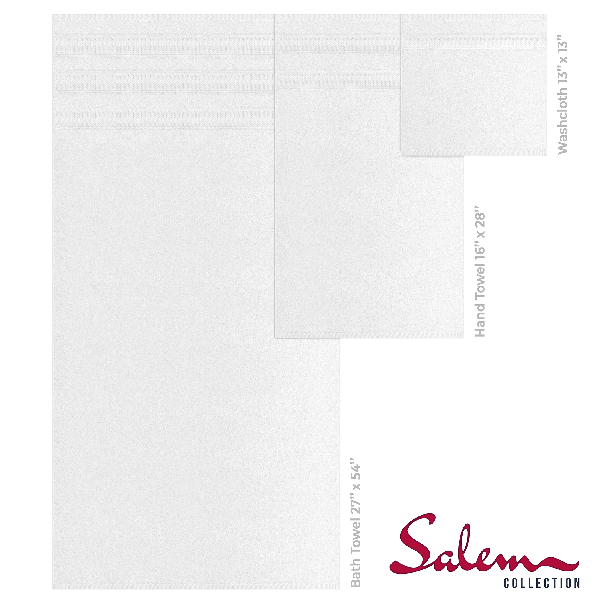 American-softlinen - Salem 6 Piece Turkish Combed Cotton Luxury Bath Towel Set - 10 Set Case Pack - White - 4
