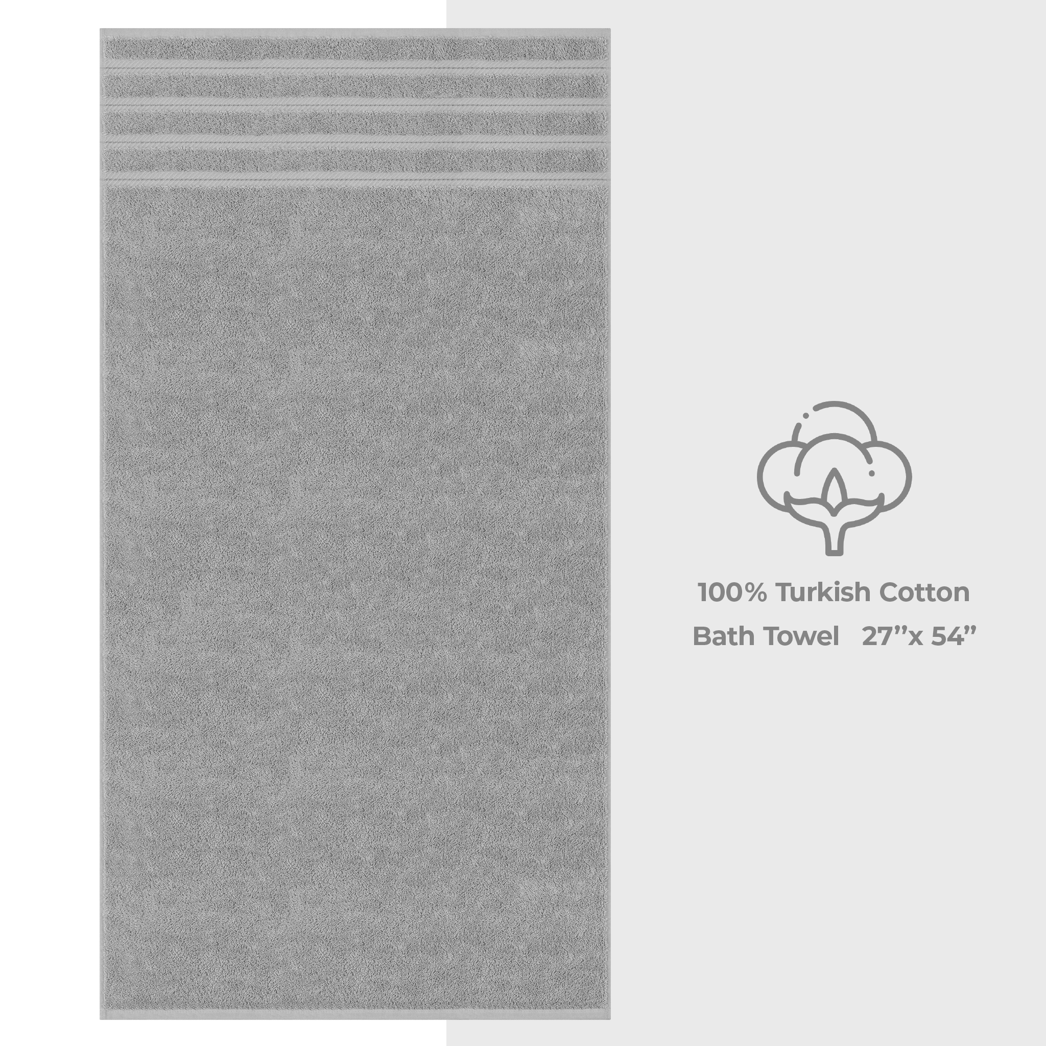 American-softlinen - Single Piece Turkish Cotton Bath Towels - Rockridge-Gray - 1