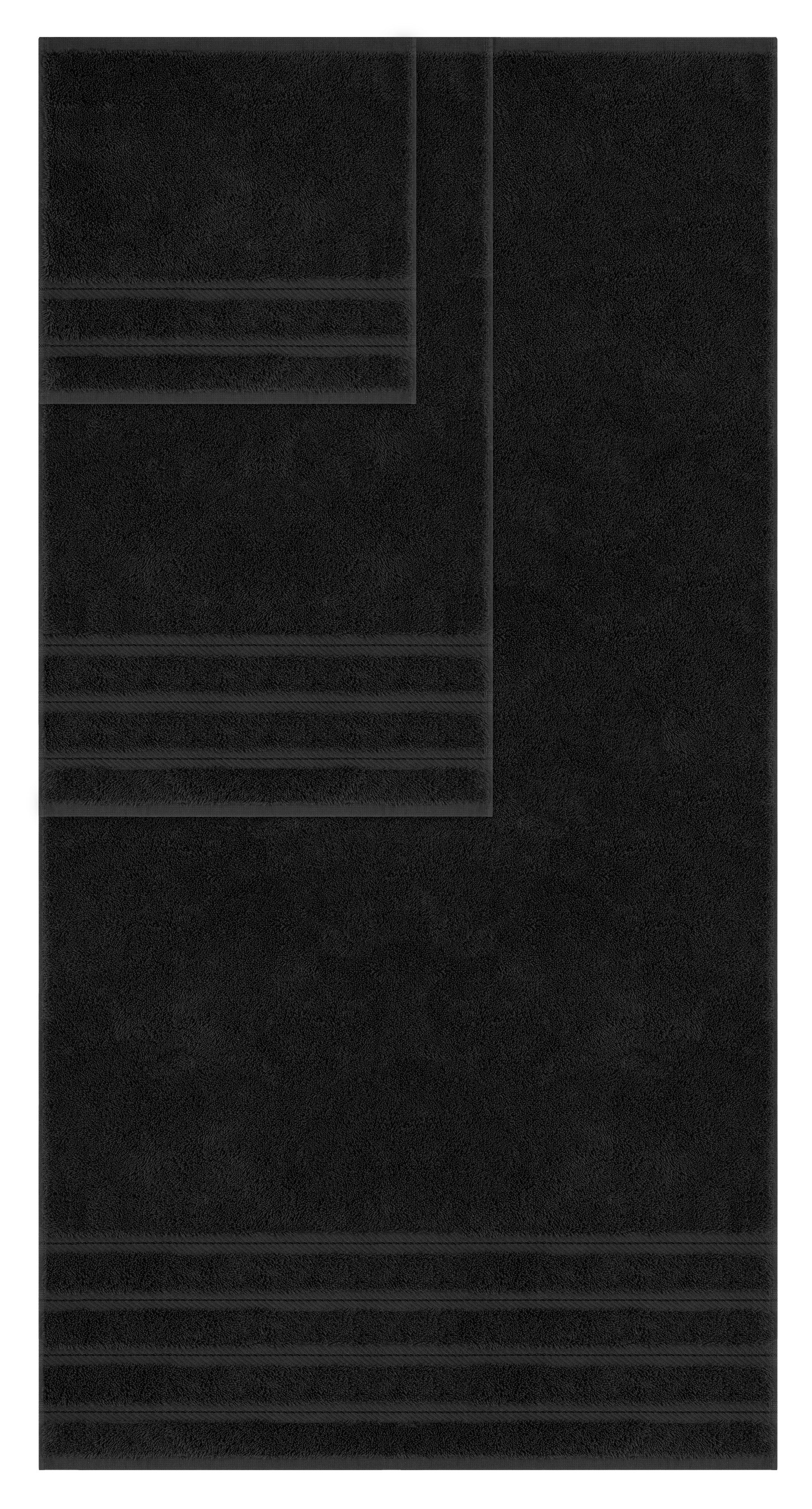 American-softlinen - Embroidery 6 Piece 100% Turkish Cotton Towel Set - Black - 0