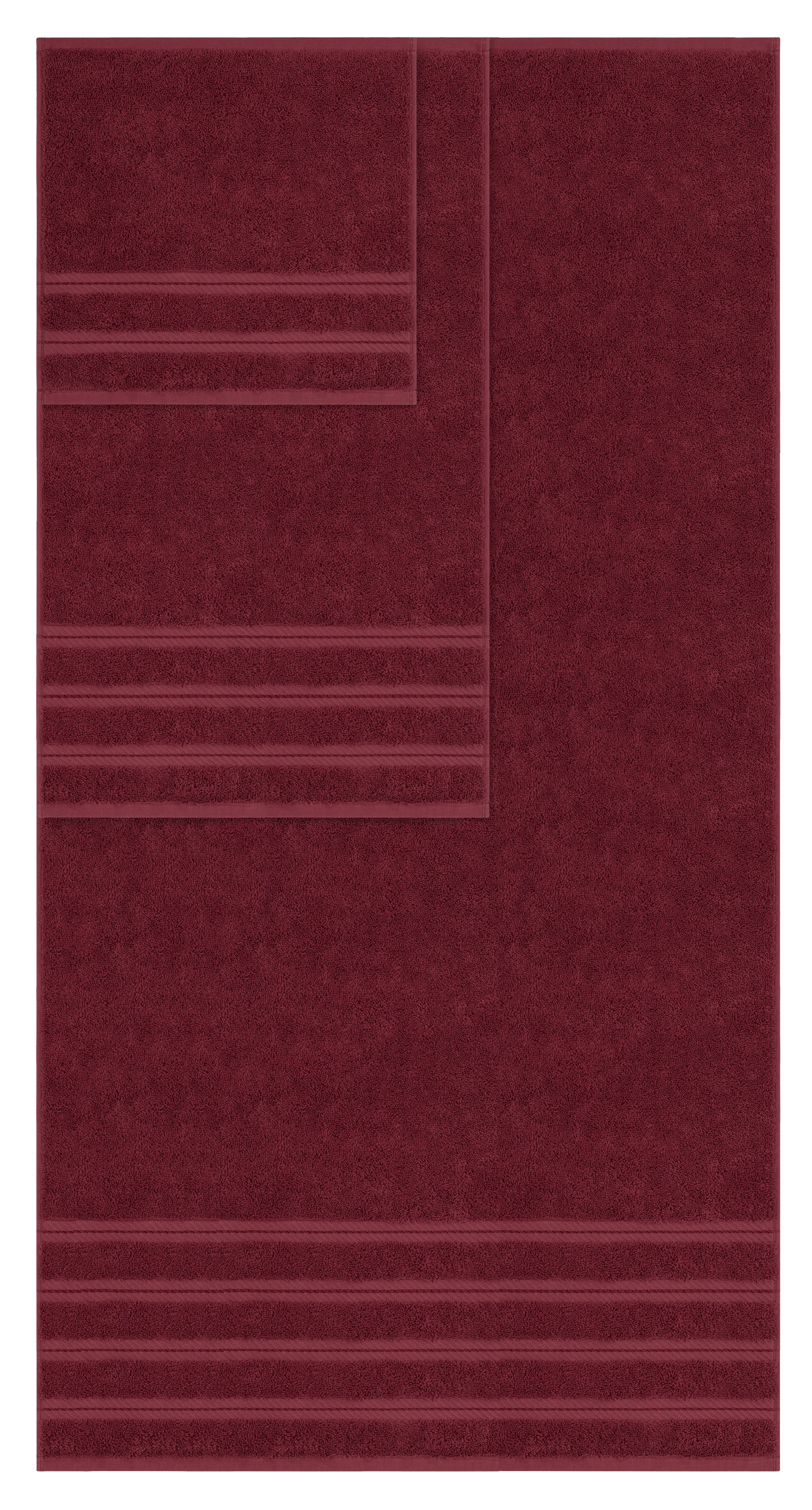 American-softlinen - Embroidery 6 Piece 100% Turkish Cotton Towel Set - Bordeaux-Red - 0