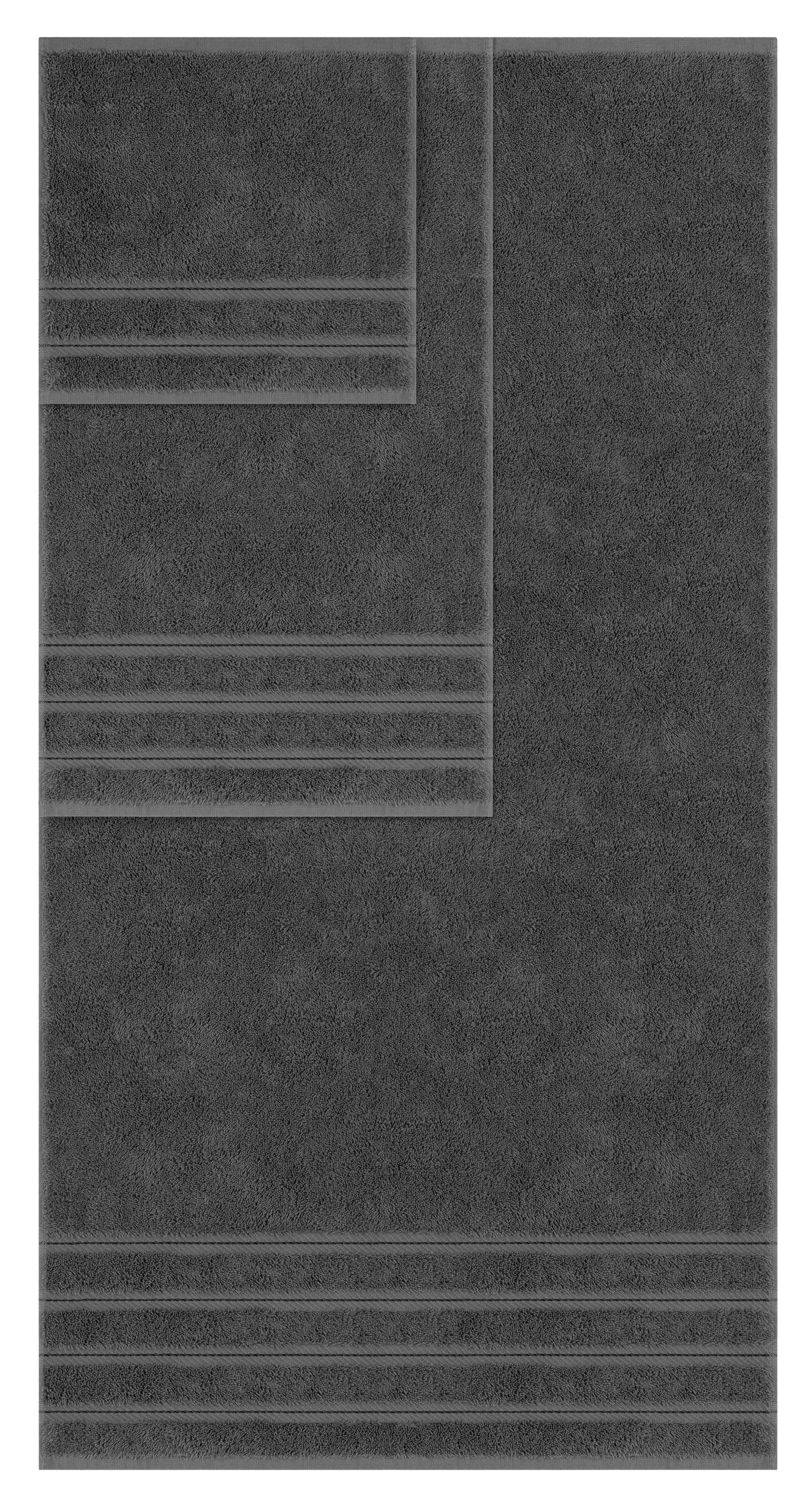American-softlinen - Embroidery 6 Piece 100% Turkish Cotton Towel Set - Gray - 0