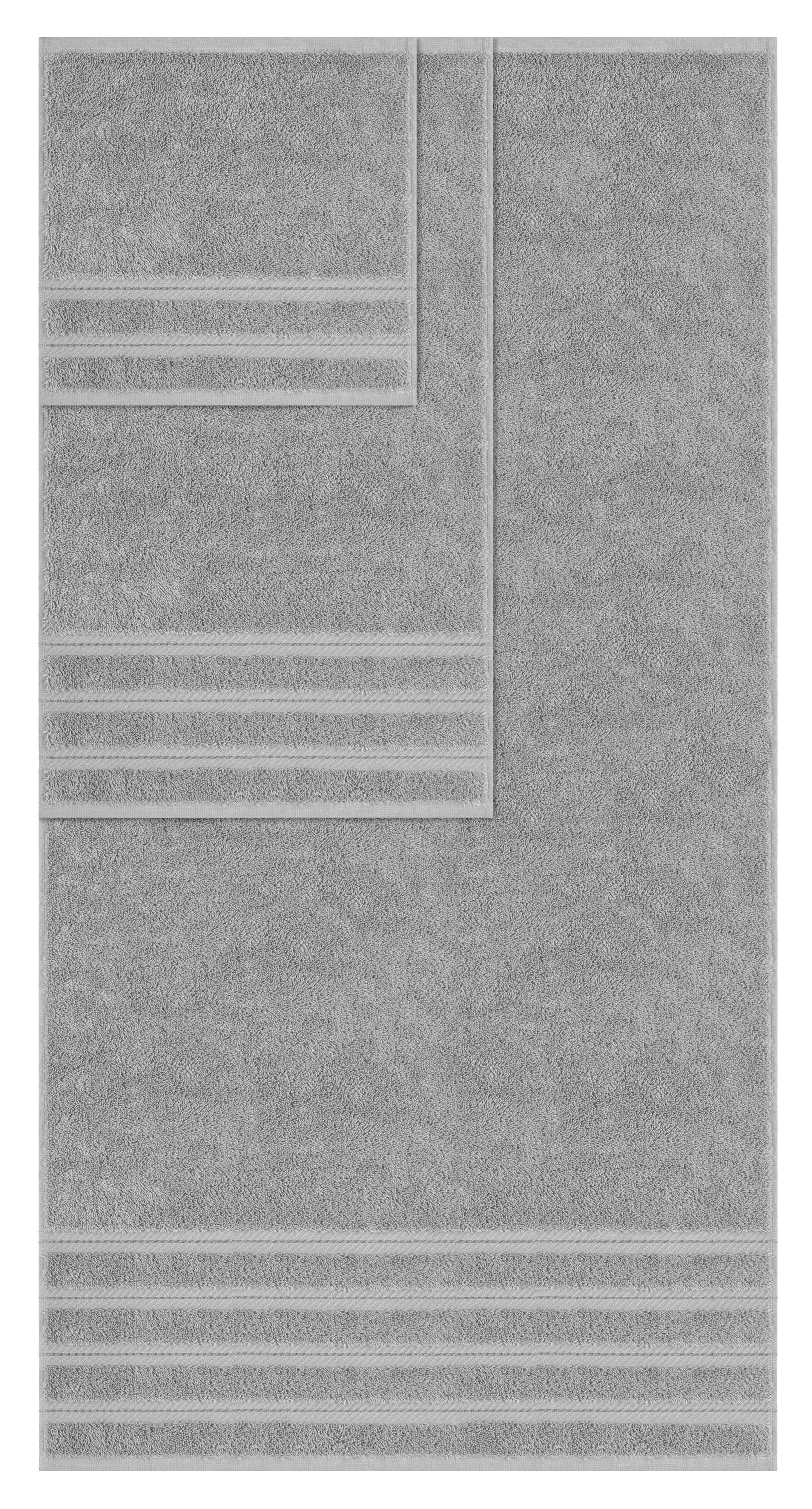 American-softlinen - Embroidery 6 Piece 100% Turkish Cotton Towel Set - Rockridge-Gray - 0