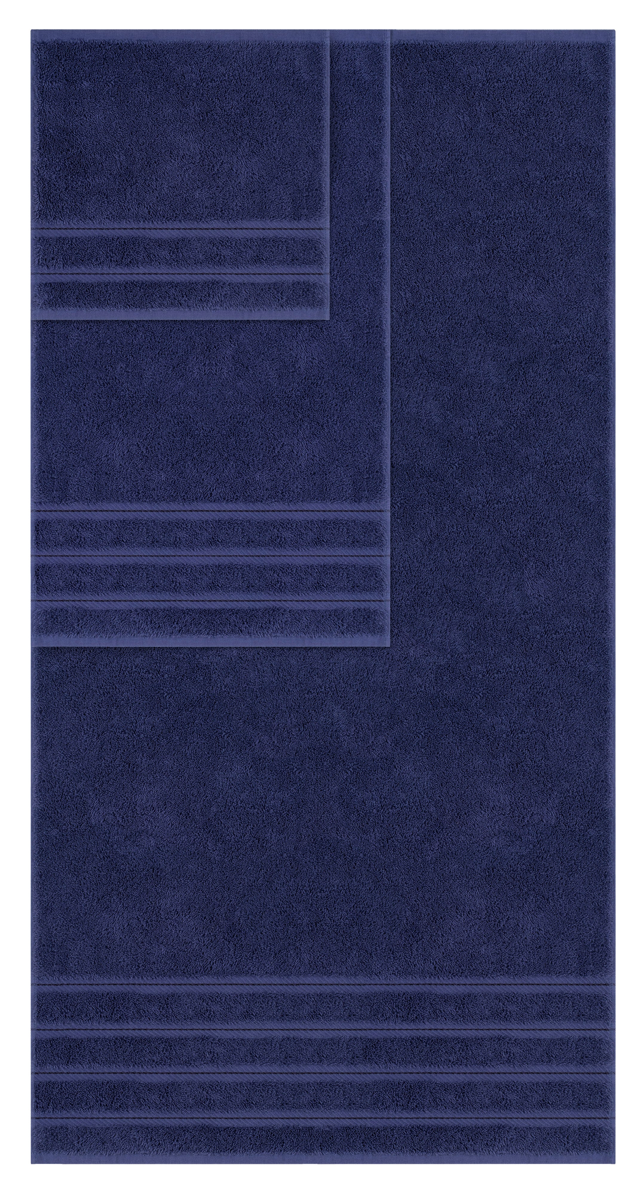 American-softlinen - Embroidery 6 Piece 100% Turkish Cotton Towel Set - Navy-Blue - 0