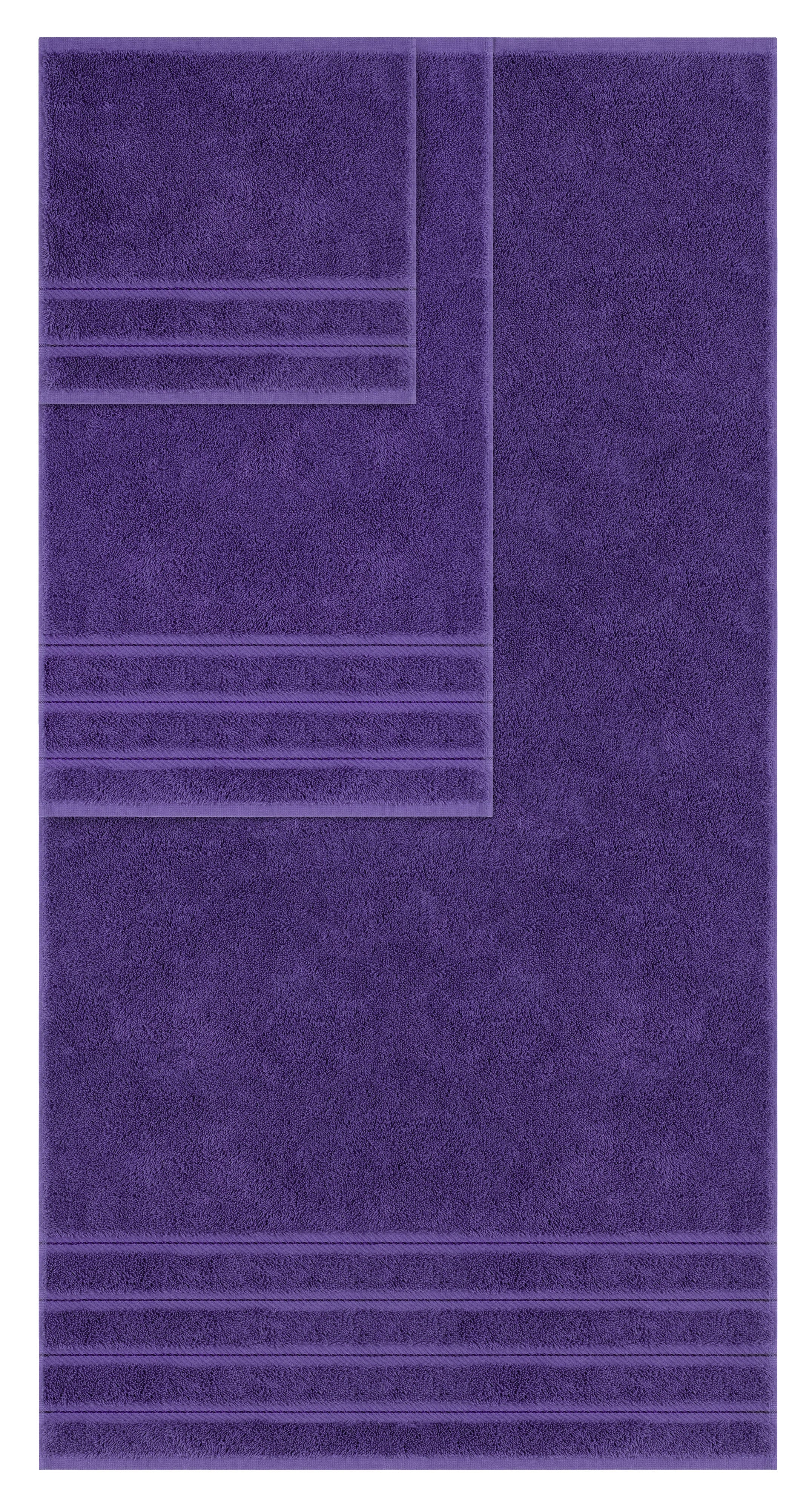 American-softlinen - Embroidery 6 Piece 100% Turkish Cotton Towel Set - Purple - 0