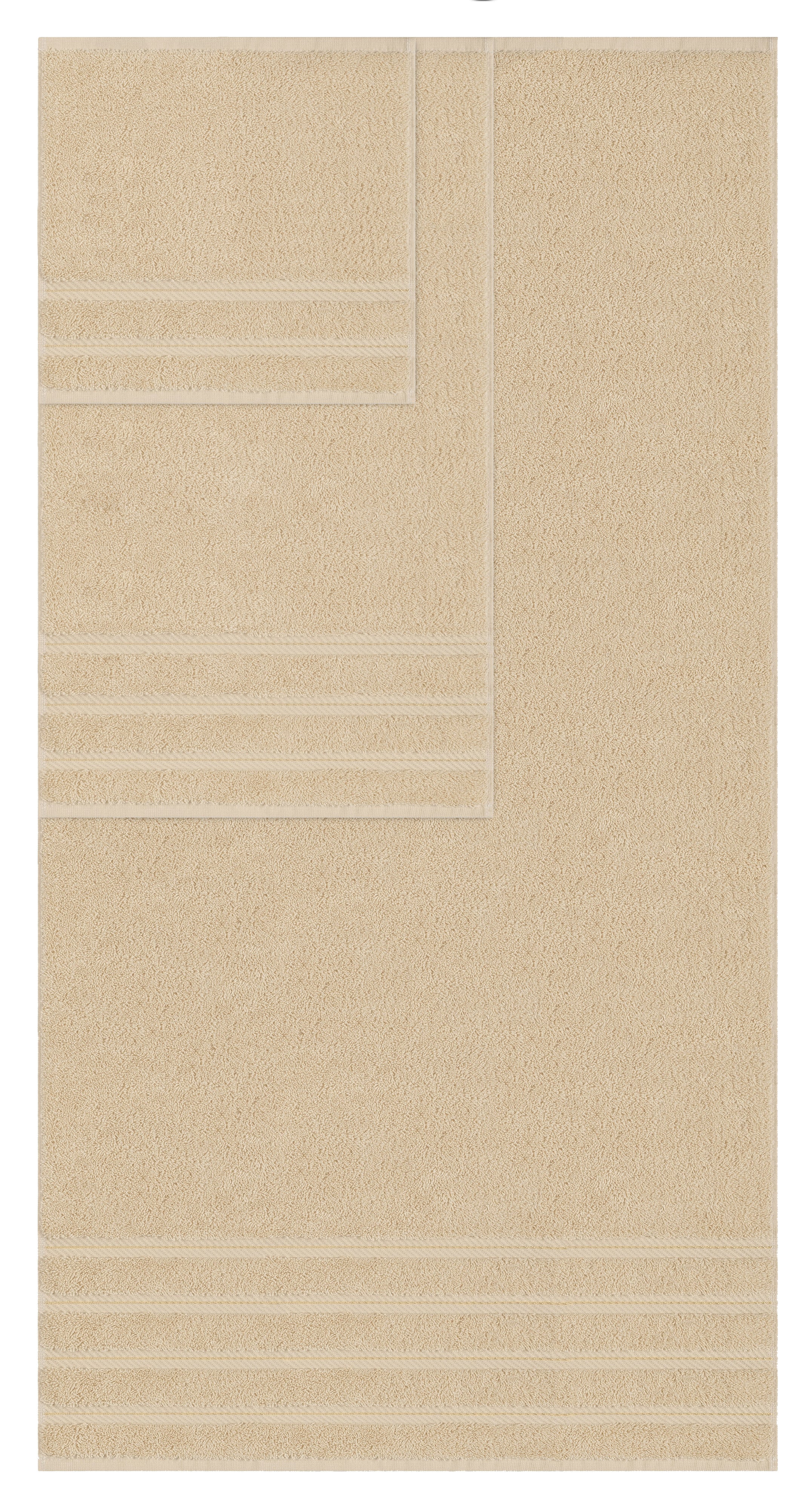 American-softlinen - Embroidery 6 Piece 100% Turkish Cotton Towel Set - Sand-Taupe - 0
