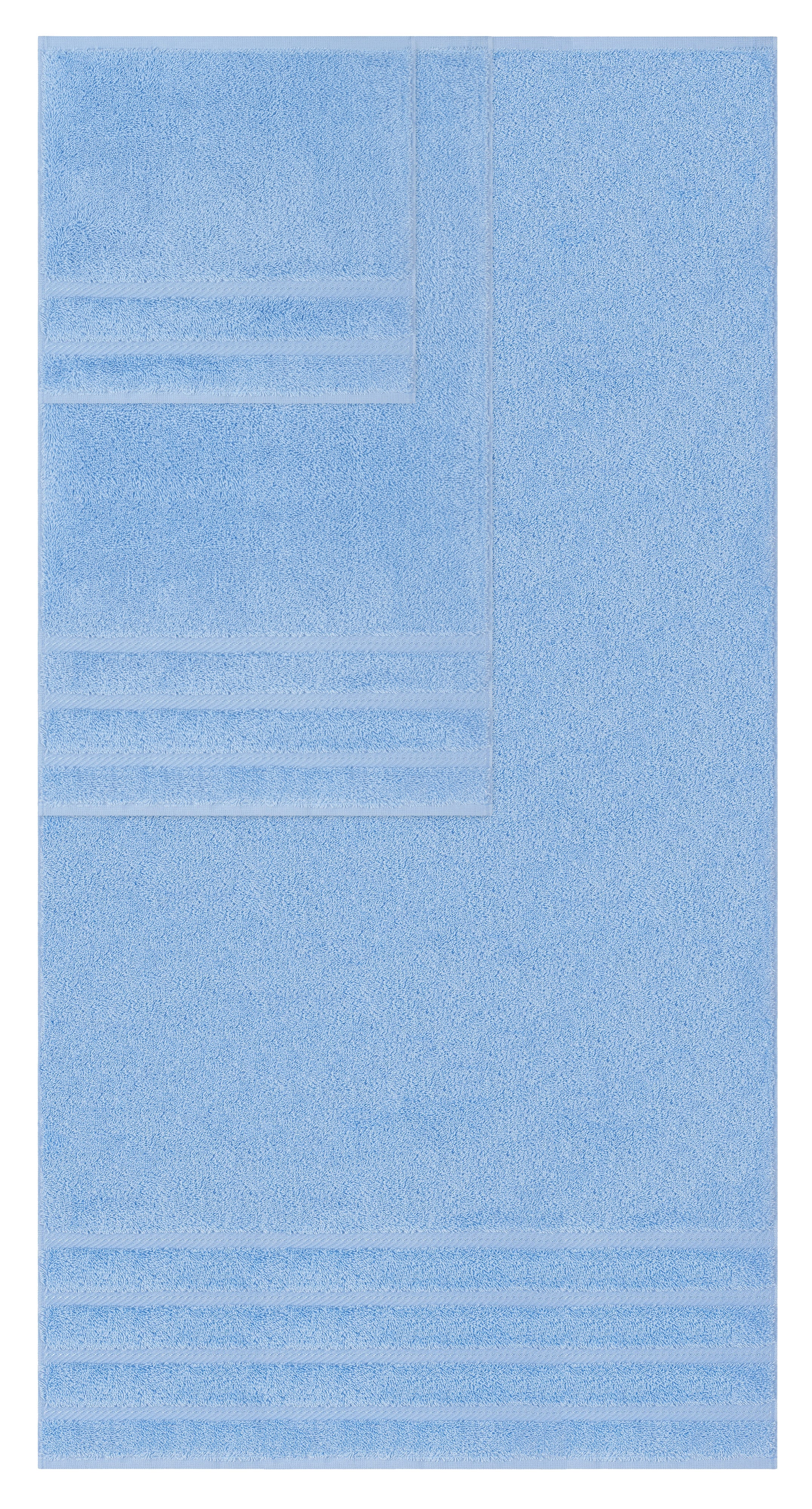 American-softlinen - Embroidery 6 Piece 100% Turkish Cotton Towel Set - Sky-Blue - 0