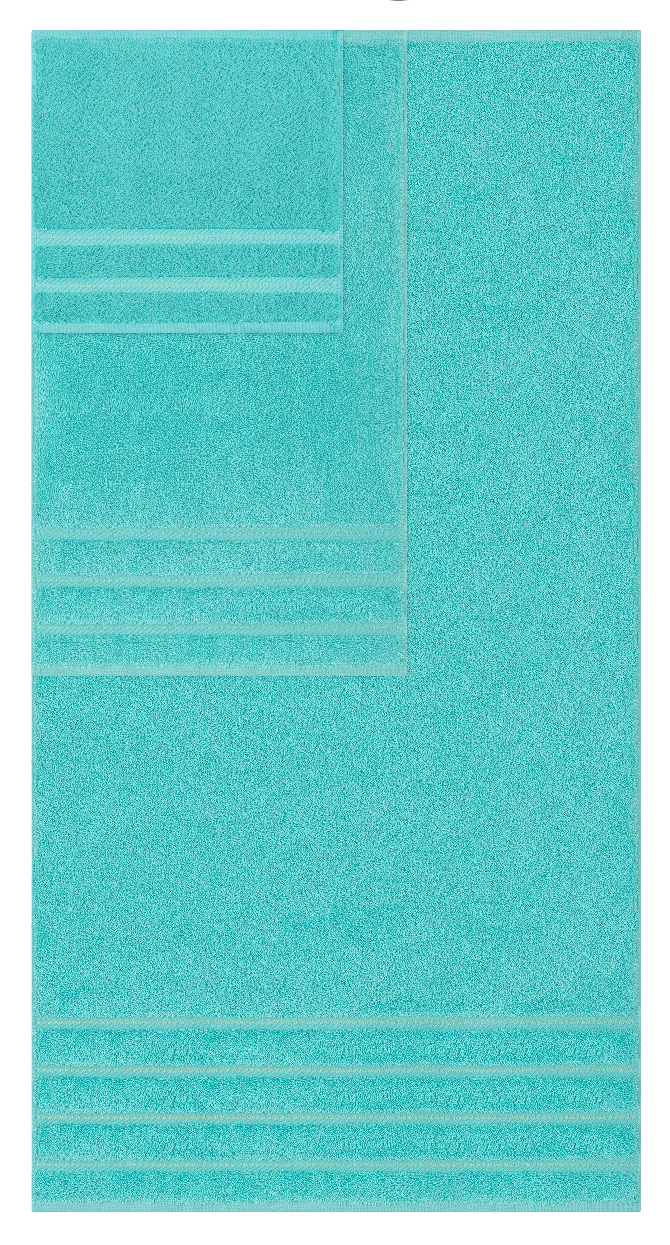 American-softlinen - Embroidery 6 Piece 100% Turkish Cotton Towel Set - Turquoise-Blue - 0