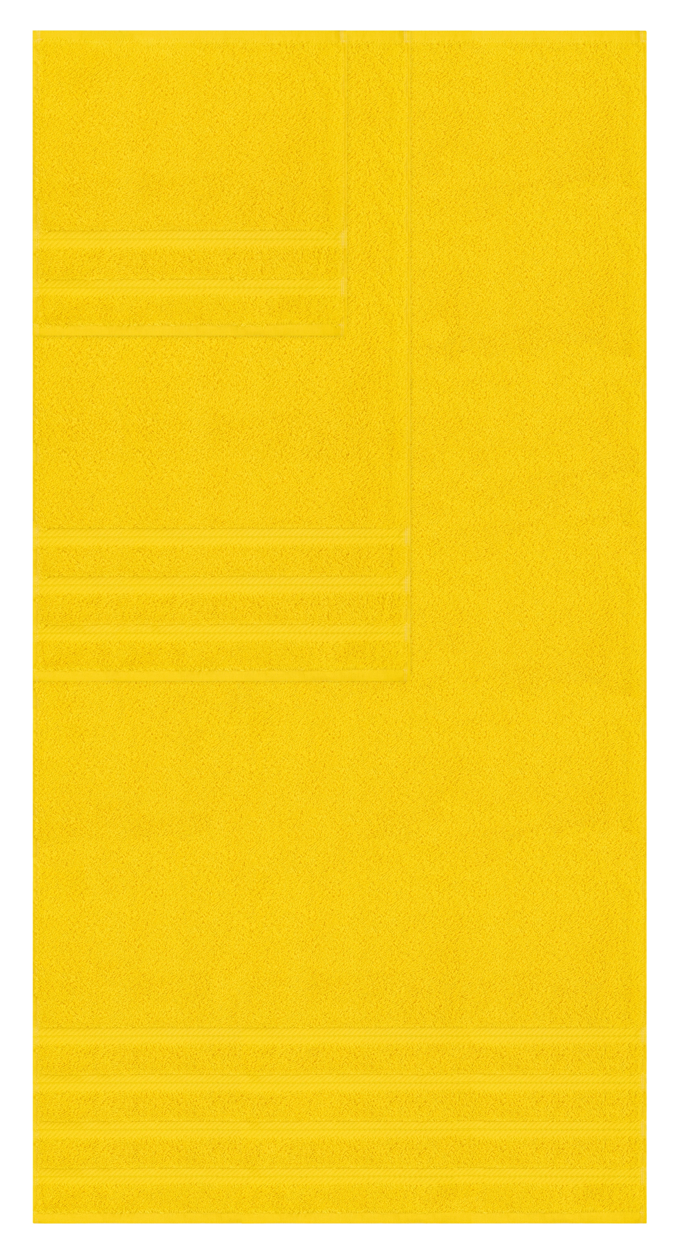 American-softlinen - Embroidery 6 Piece 100% Turkish Cotton Towel Set - Yellow - 0